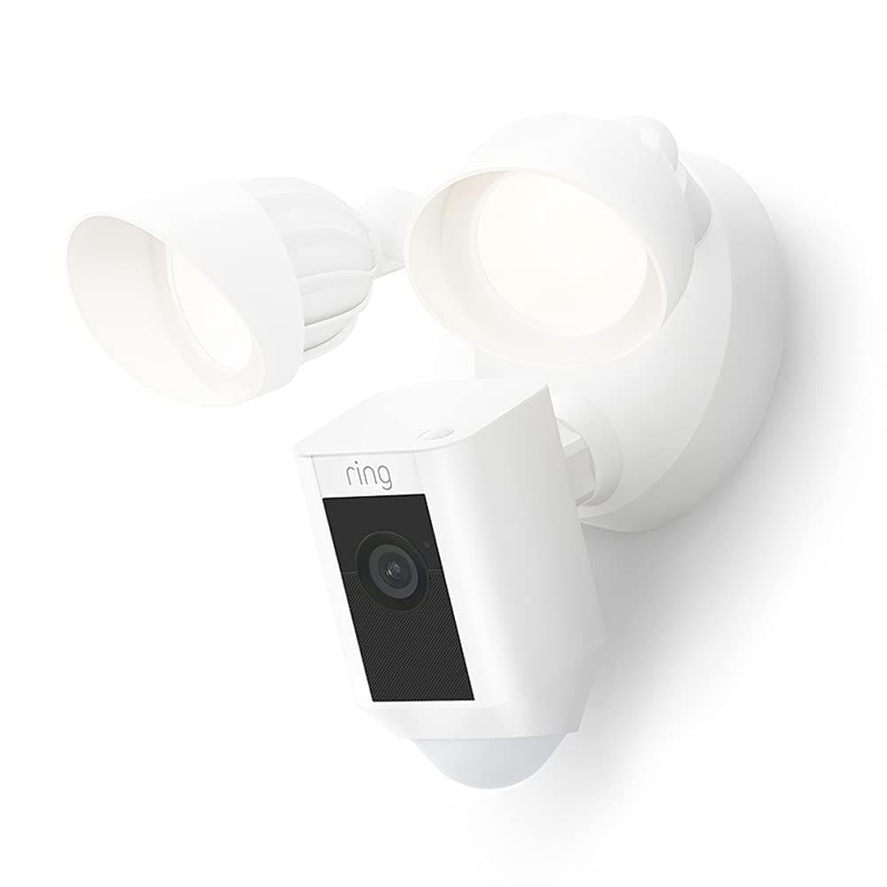 Buy Ring,Ring Floodlight Cam Wired Plus, 1080p HD Video, motion-activated LED floodlights, built-in siren, hardwired installation, White - Gadcet.com | UK | London | Scotland | Wales| Ireland | Near Me | Cheap | Pay In 3 | Security Monitors & Recorders